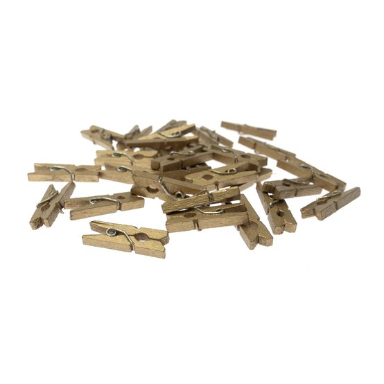 Mini Gold Wooden Pegs 30 Pack image number 3