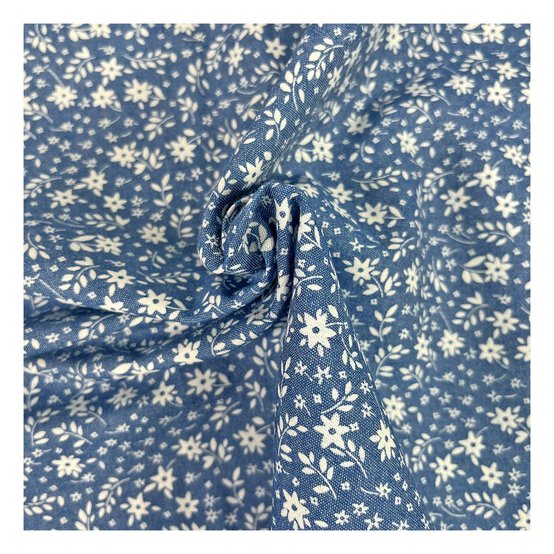 Floral Printed Cotton Chambray Fabric by the Metre image number 1