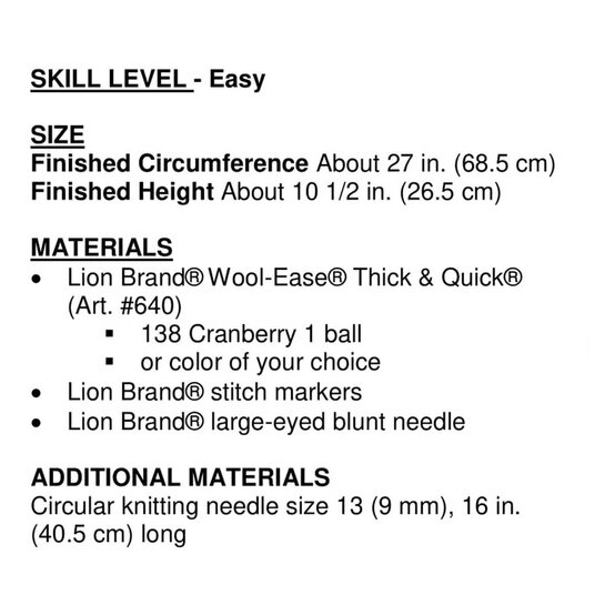 FREE PATTERN Lion Brand Thick and Quick Seed Stitch Cowl L40626 image number 2