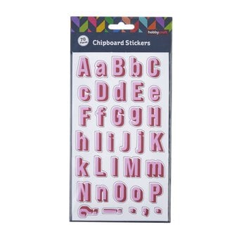 Pink Alphabet Chipboard Stickers 70 Pieces image number 3