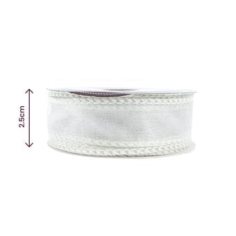 Silver Wire Edge Organza Ribbon 25mm x 3m image number 3