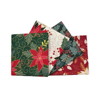 Holly and Poinsettia Fat Quarters 4 Pack
