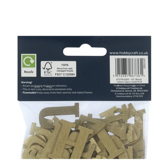 Gold Wooden Letters 52 Pieces image number 5