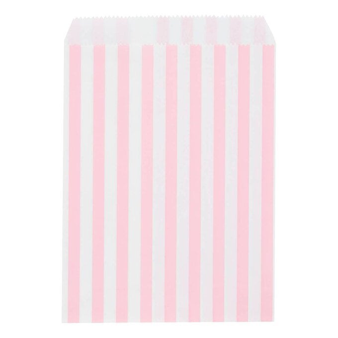 Pink and White Striped Treat Bags 50 Pack image number 1