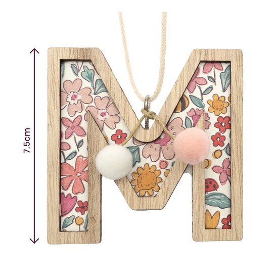 Hanging Wooden Letter M 7.5cm image number 3