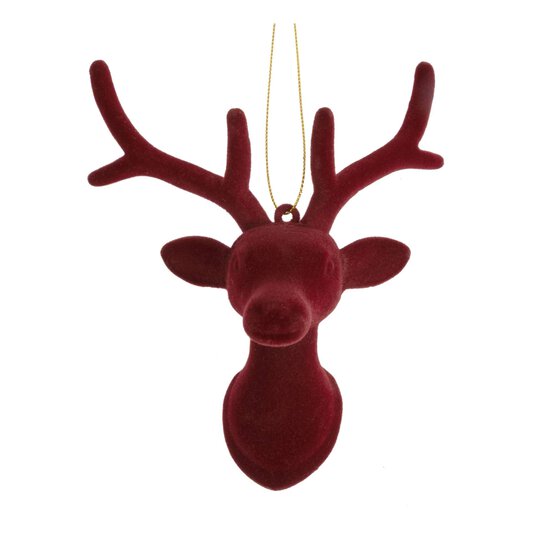 Red Stag Head Decoration 12cm image number 1