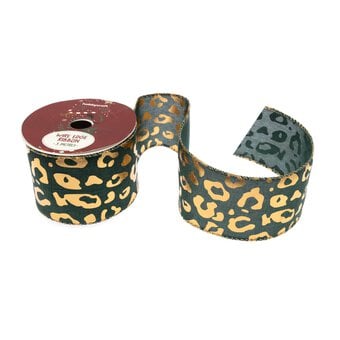 Festive Animal Print Wire Edge Printed Ribbon 63mm x 3m