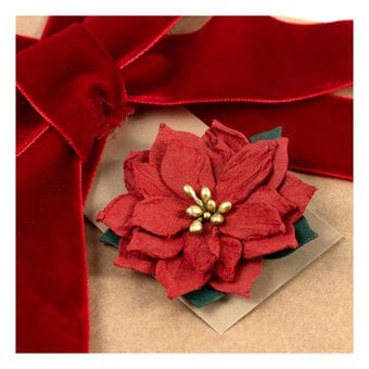 Red Poinsettia Embellishments 4 Pack