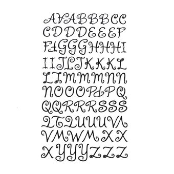 Black Curly Gem Alphabet Stickers 