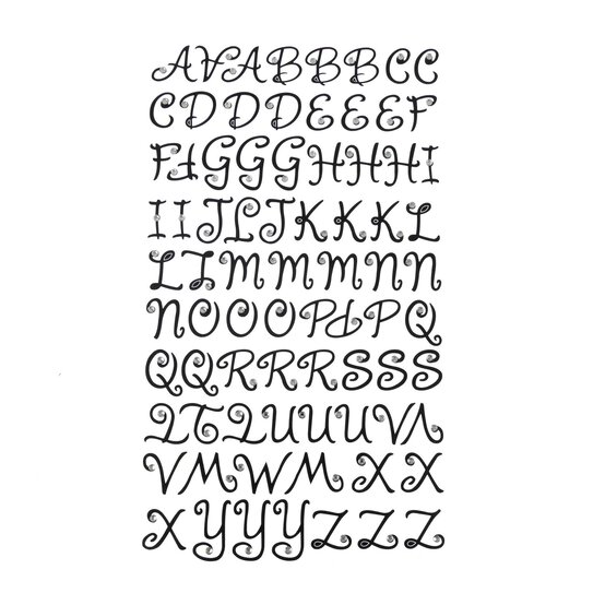 Black Curly Gem Alphabet Stickers  image number 1