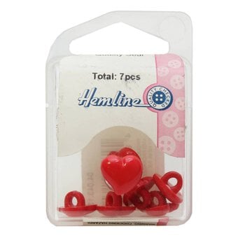 Hemline Red Novelty Hearts Button 7 Pack image number 2