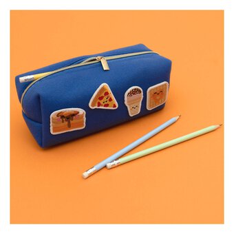 Kawaii Food Patch Blue Felt Pencil Case