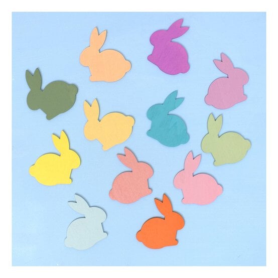 Multicolour Wooden Sitting Bunnies 12 Pack image number 1