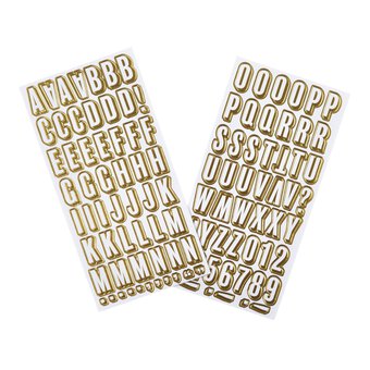 Gold Foil Alphabet Chipboard Stickers 107 Pieces