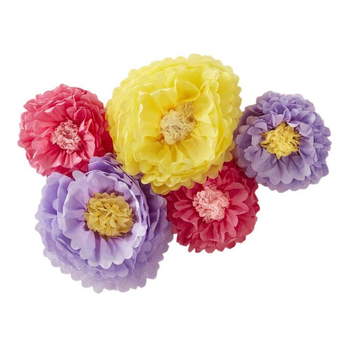 Bright Tissue Paper Flowers 5 Pack image number 1