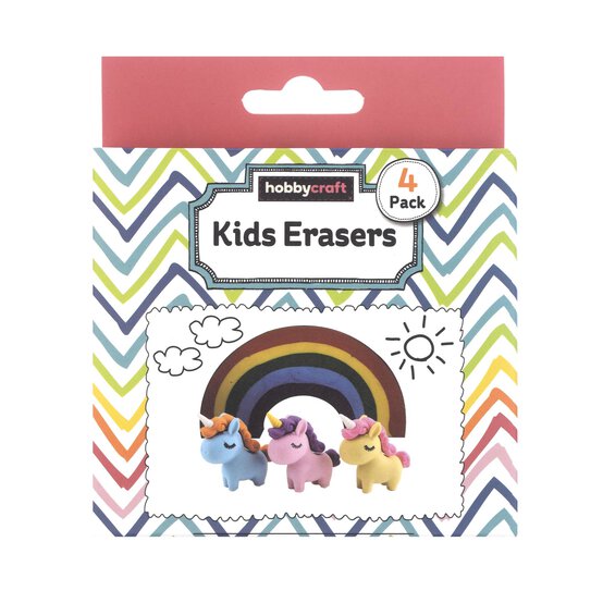 Unicorn and Rainbow Erasers 4 Pack image number 1