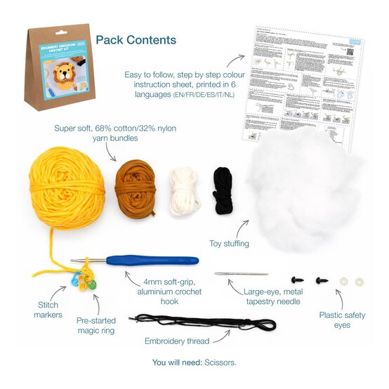 Trimits Beginner&rsquo;s Amigurumi Crochet Lion Kit image number 4