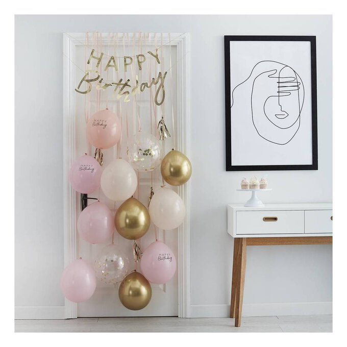 Ginger Ray Pink and Gold Balloon Door Kit Hobbycraft