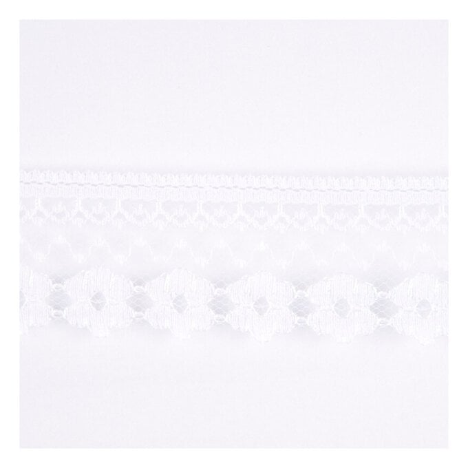 White 35mm Buttercup Lace Trim by the Metre image number 1