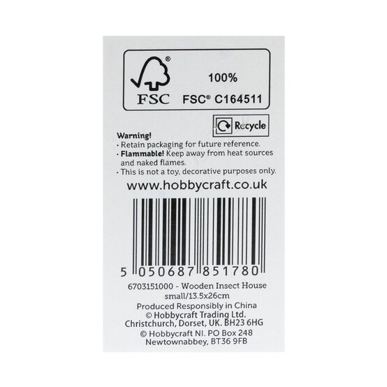 Wooden Insect House 13.5cm x 8.5cm x 26cm image number 6