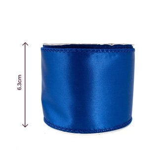 Royal Blue Wire Edge Satin Ribbon 63mm x 3m image number 3