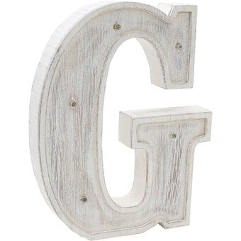 White Washed Wooden LED Letter G 21cm image number 3