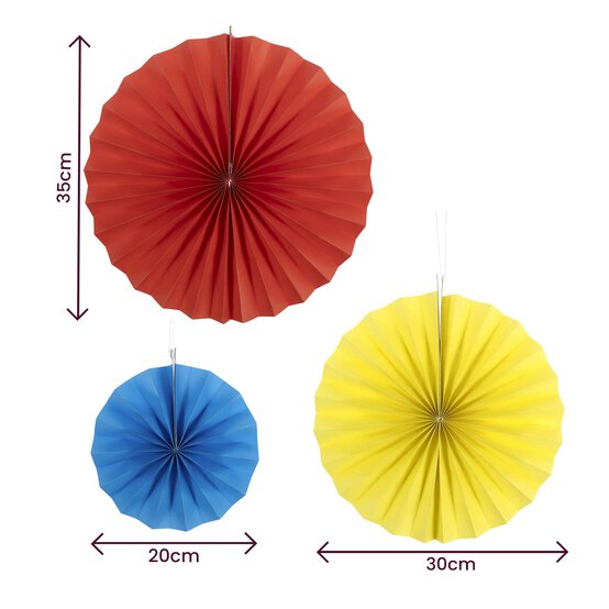 Bright Party Fan Decorations 3 Pack image number 4