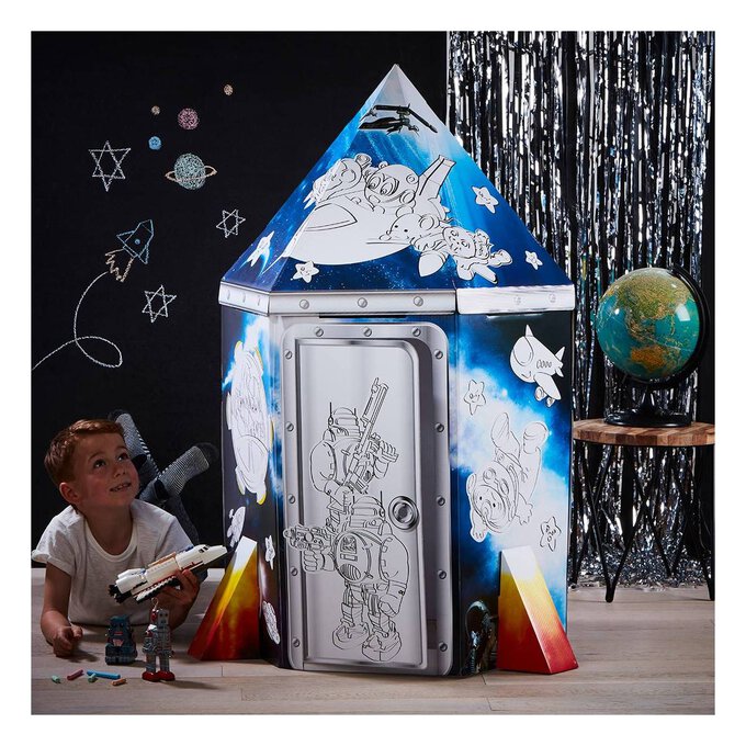 Colour-In Cardboard Rocket Playhouse 88cm image number 1