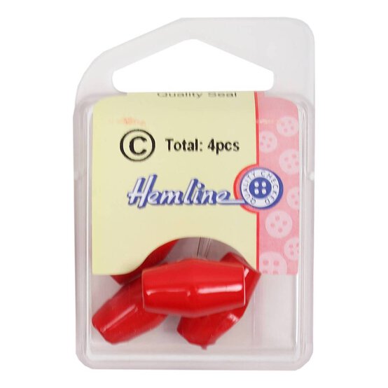 Hemline Red Basic Barrel Button 4 Pack image number 2