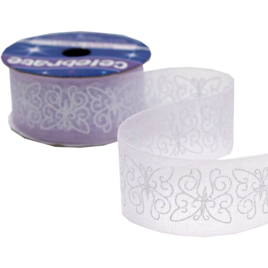 White Butterfly Organdie Ribbon 25mm x 3m image number 3