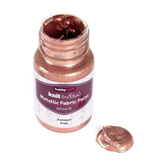 Antique Pink Metallic Fabric Paint 50ml image number 2