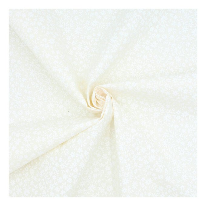 Ivory Daisy Cotton Fabric by the Metre Hobbycraft