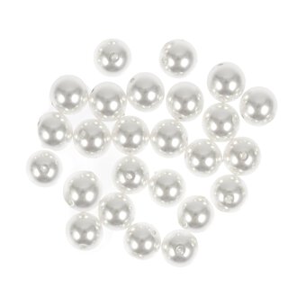 White Glass Pearl Beads 8mm 25 Pack