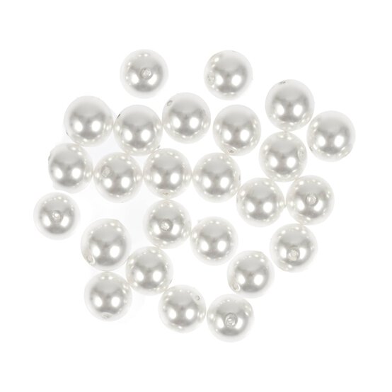 White Glass Pearl Beads 8mm 25 Pack image number 1