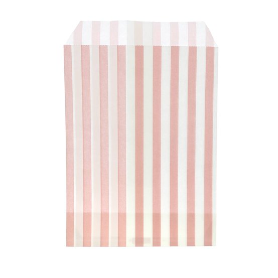 Pink and White Striped Treat Bags 50 Pack image number 3