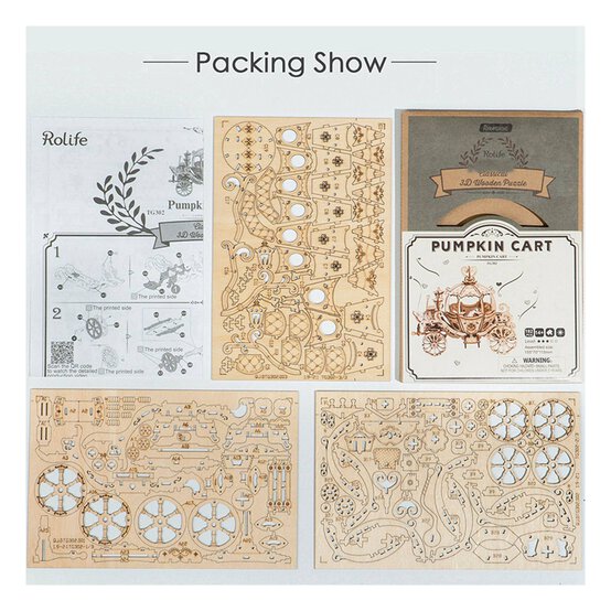 Rolife Pumpkin Carriage 3D Wooden Puzzle Kit image number 4