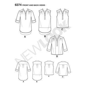 New Look Women's Shirt Sewing Pattern 6374 image number 2