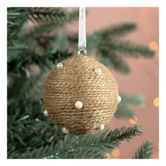 Pearl and Jute Ball Decoration 5cm