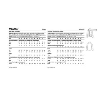 Know Me Men's Jacket and Scarf  Sewing Pattern ME2097 (BB 44-52)