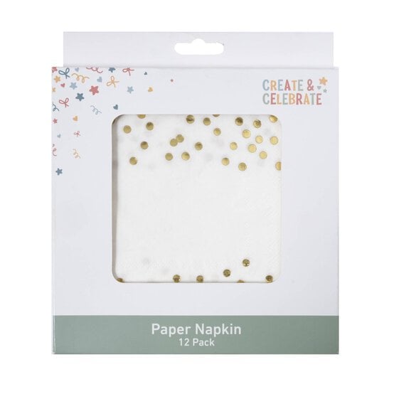 Create & Celebrate Gold Dotted Paper Napkins 12 Pack image number 4