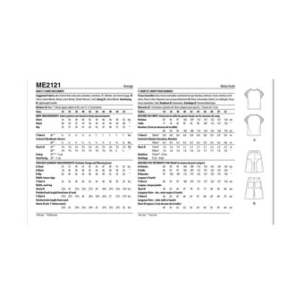 Know Me Men's T-Shirt and Shorts  Sewing Pattern ME2121 (BB 44-52)