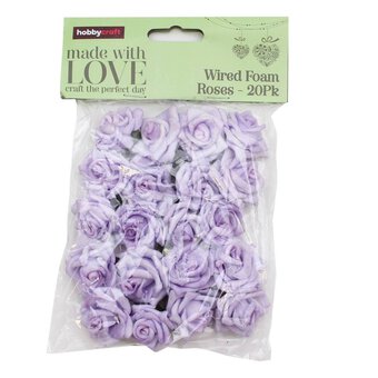 Lilac Wired Rose Heads 20 Pack