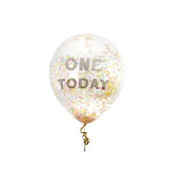 Pastel One Today Confetti Balloons 5 Pack