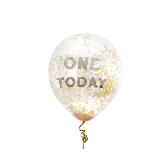 Pastel One Today Confetti Balloons 5 Pack image number 2