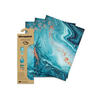 Decopatch Blue Marble Foil Paper 3 Sheets