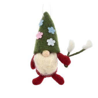 Hanging Christmas Gnome Felted Decoration 12cm