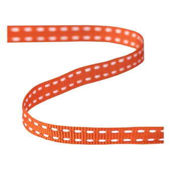 Hot Orange Grosgrain Running Stitch Ribbon 6mm x 5m image number 2