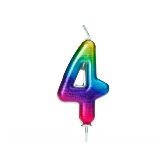 Metallic Rainbow Number 4 Candle 7cm image number 1