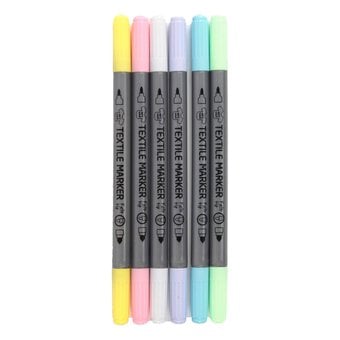 Pastel Double Tip Textile Markers 6 Pack