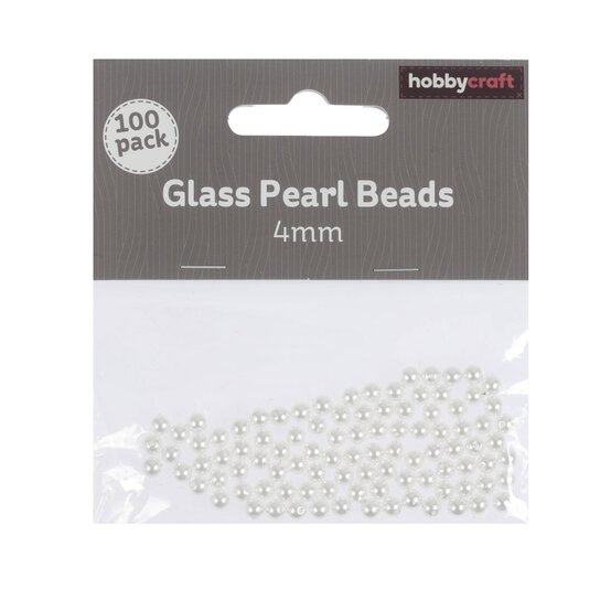 White Glass Pearl Beads 4mm 100 Pack image number 2